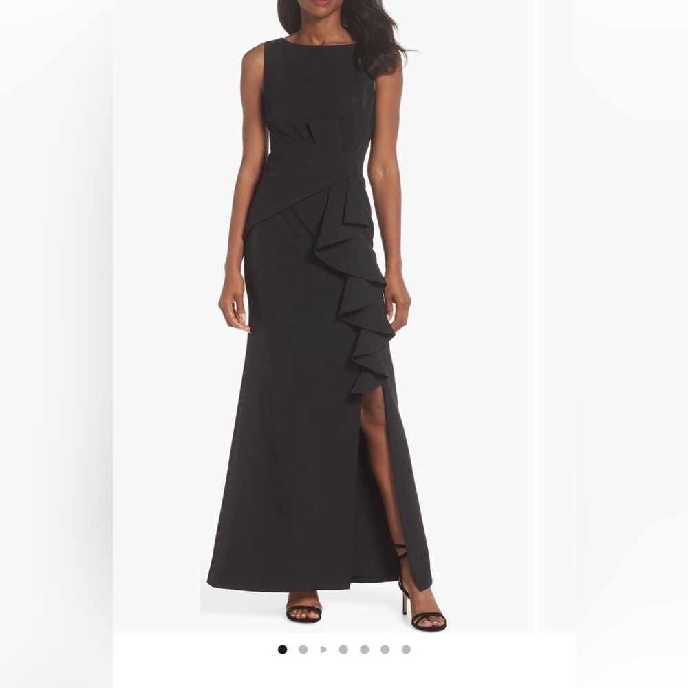 Eliza J Black Ruffle Detail Maxi Dress